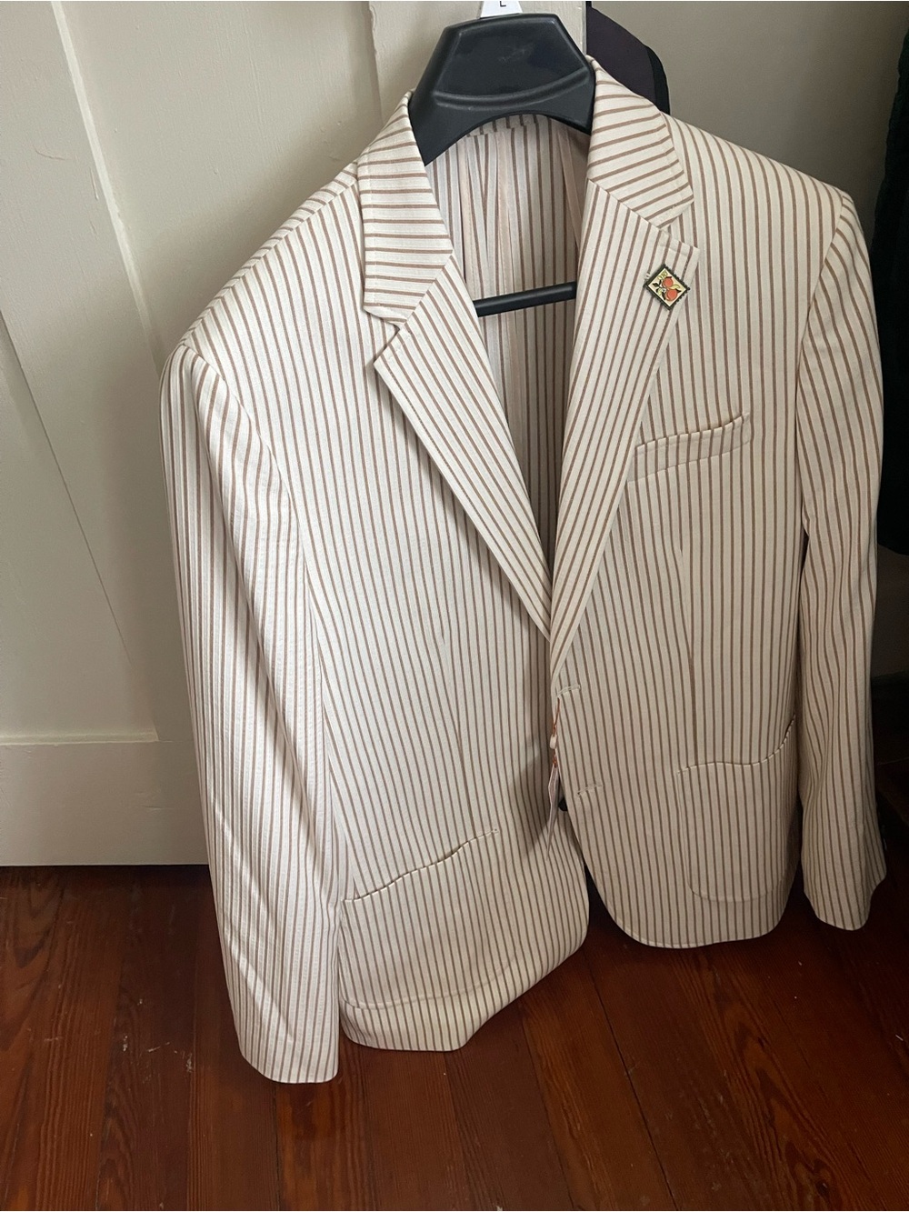 Murano Cream Blazer with Tan Pinstripes